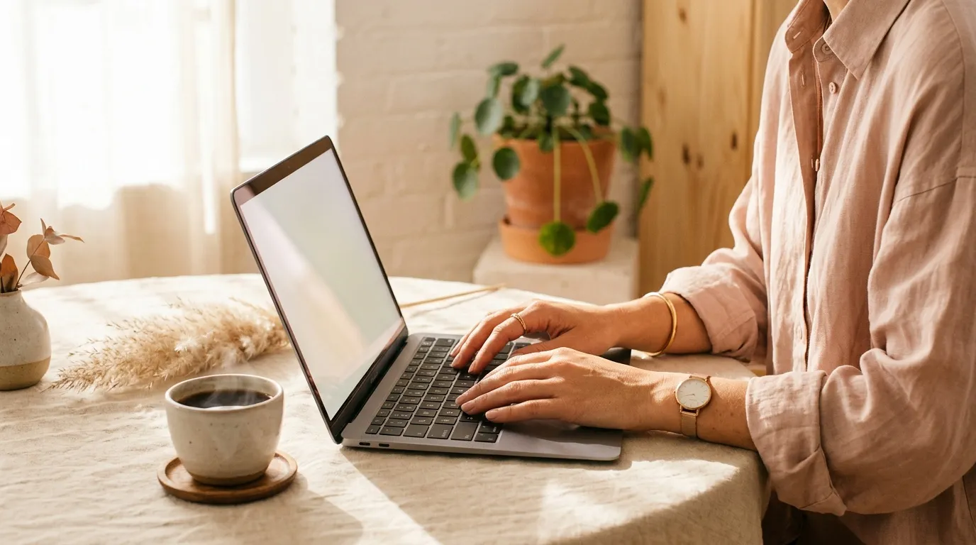 Personne travaillant sur ordinateur portable à son bureau