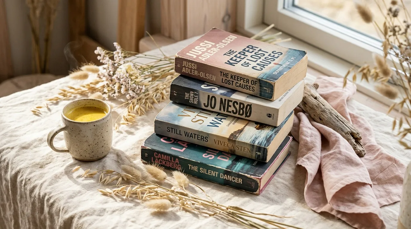 Livres empil&eacute;s pr&egrave;s d'une tasse de caf&eacute; jaune et fleurs s&eacute;ch&eacute;es
