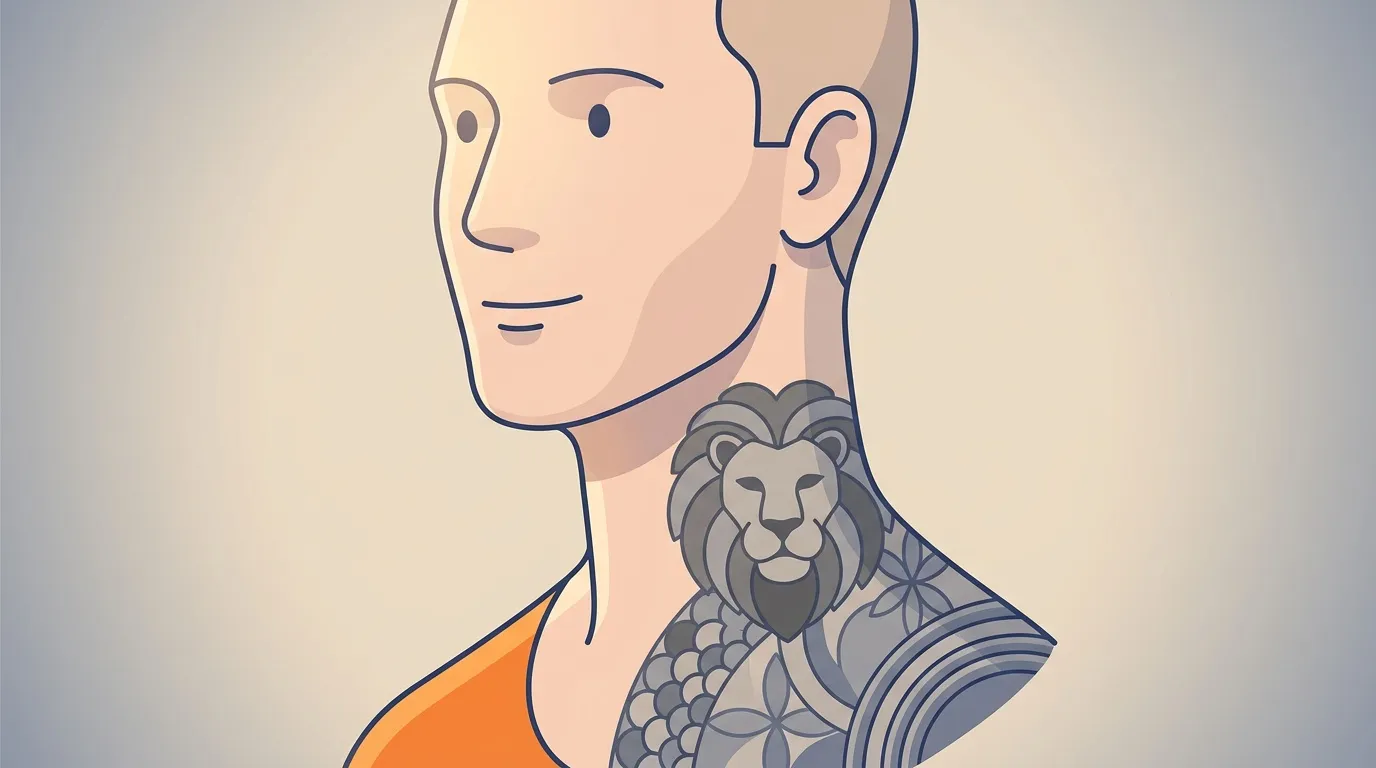 Portrait d'un homme portant un tatouage de lion sur l'épaule