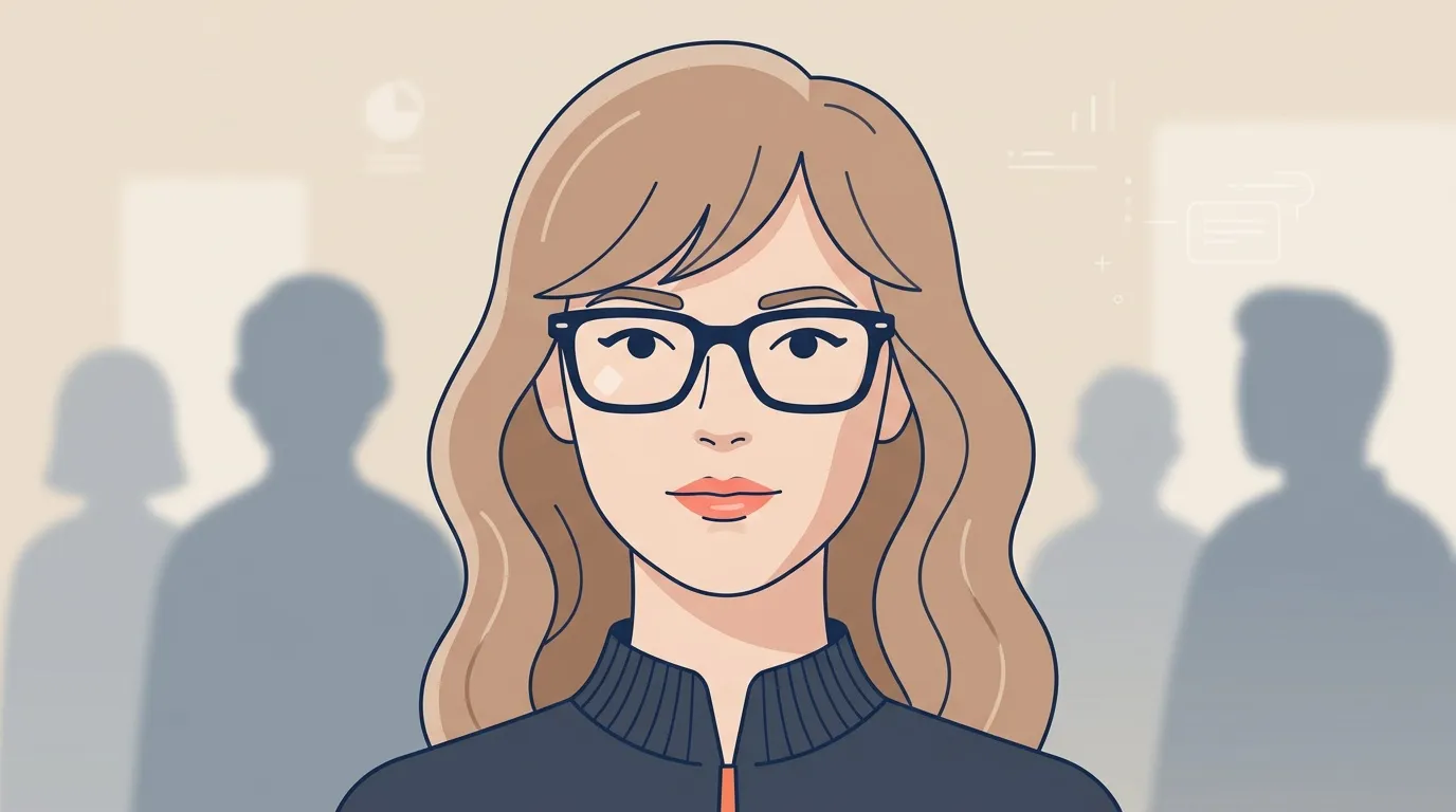 Portrait illustration femme lunettes cheveux ch&acirc;tains foule