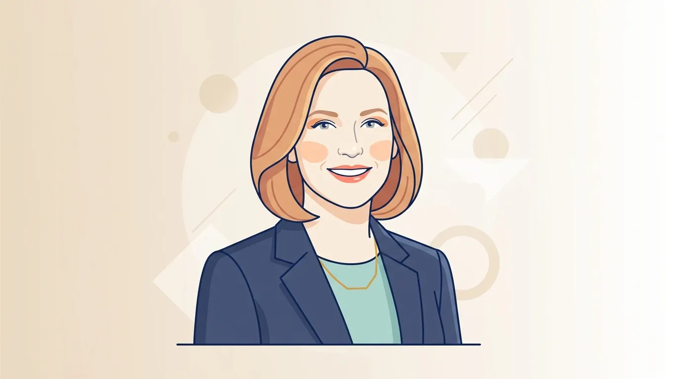 Illustration d'une femme en blazer bleu souriante