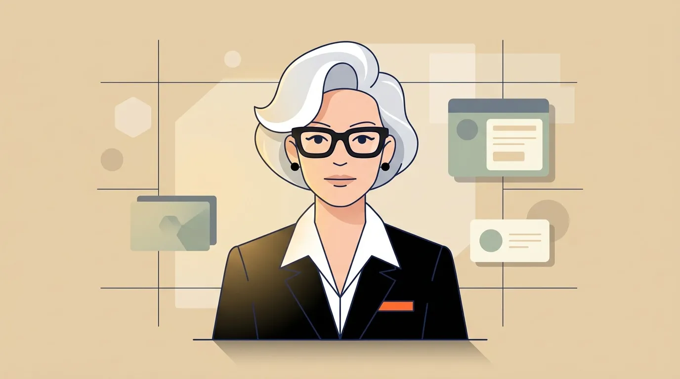 Femme d'affaires senior avec documents et interfaces num&eacute;riques