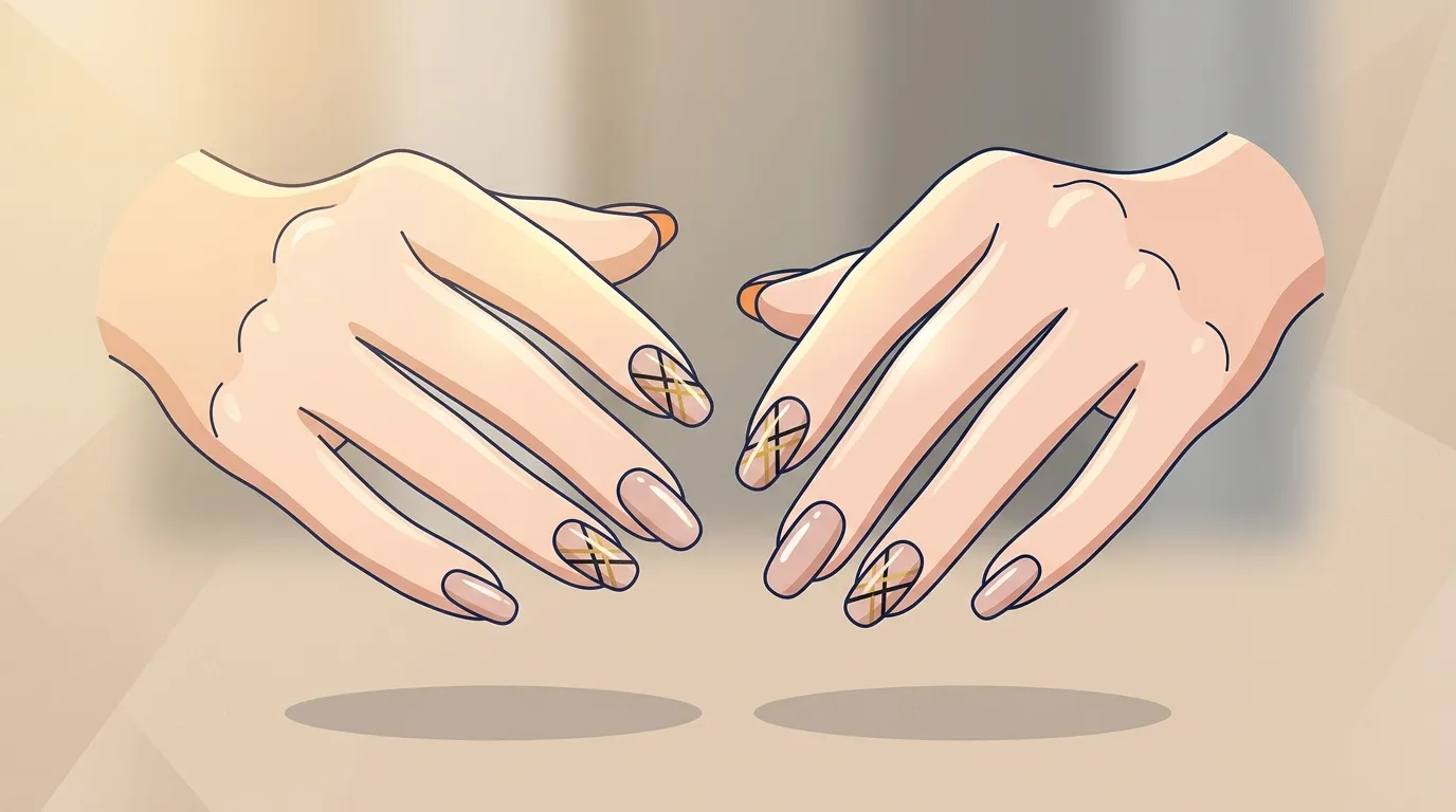 Deux mains avec vernis &agrave; ongles et d&eacute;coration entrecrois&eacute;e