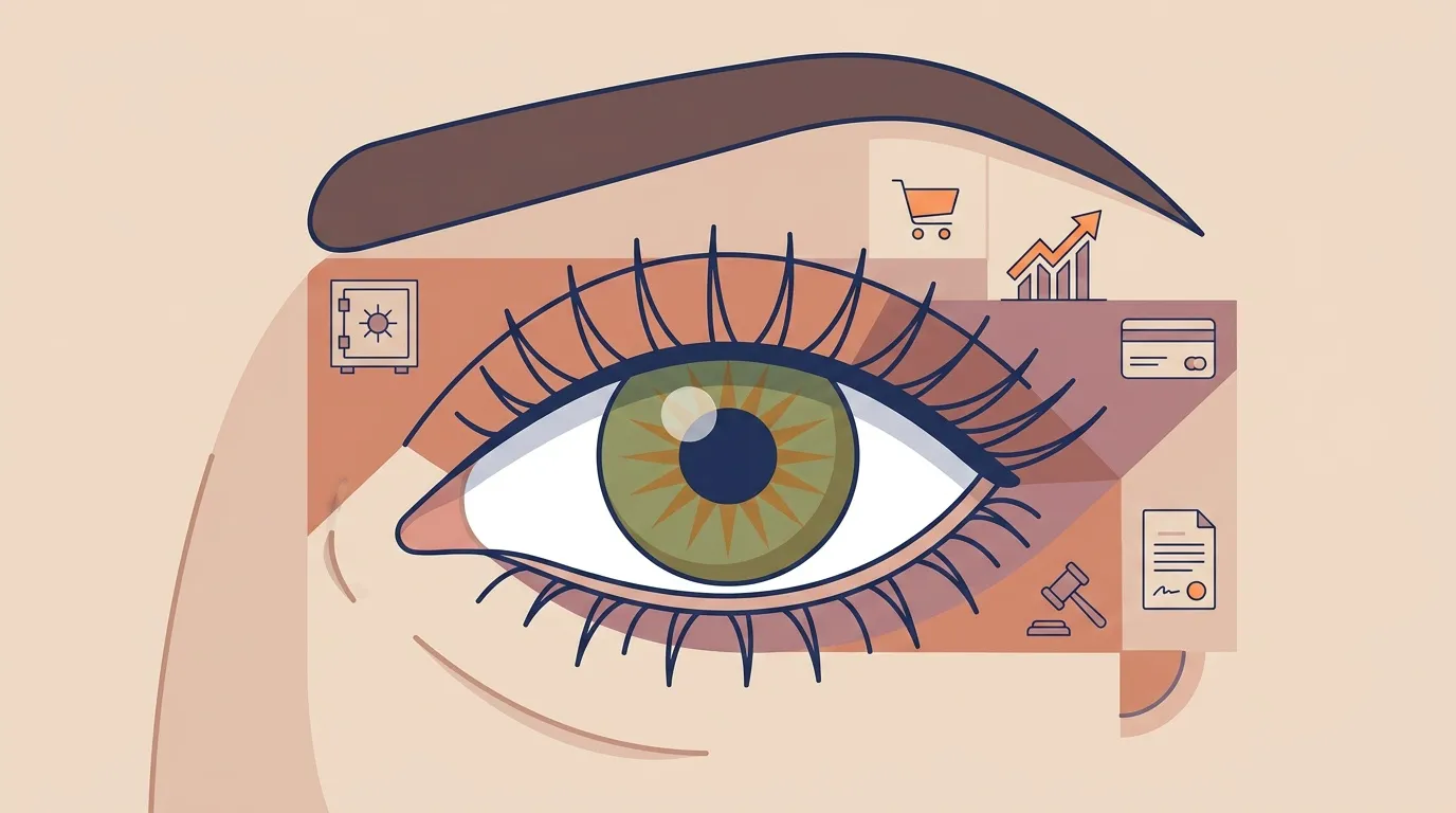 &OElig;il avec ic&ocirc;nes de commerce et gestion d'entreprise