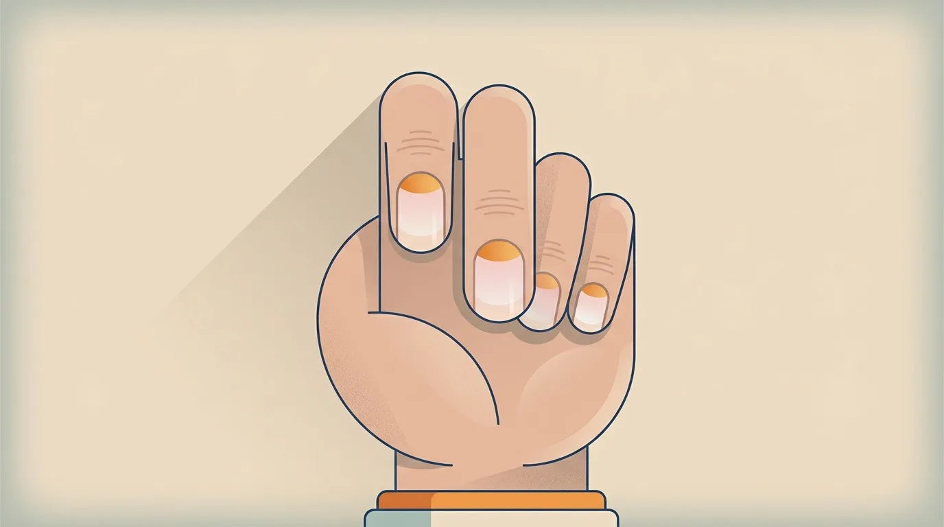 Illustration d'une main ouverte avec vernis orange aux ongles