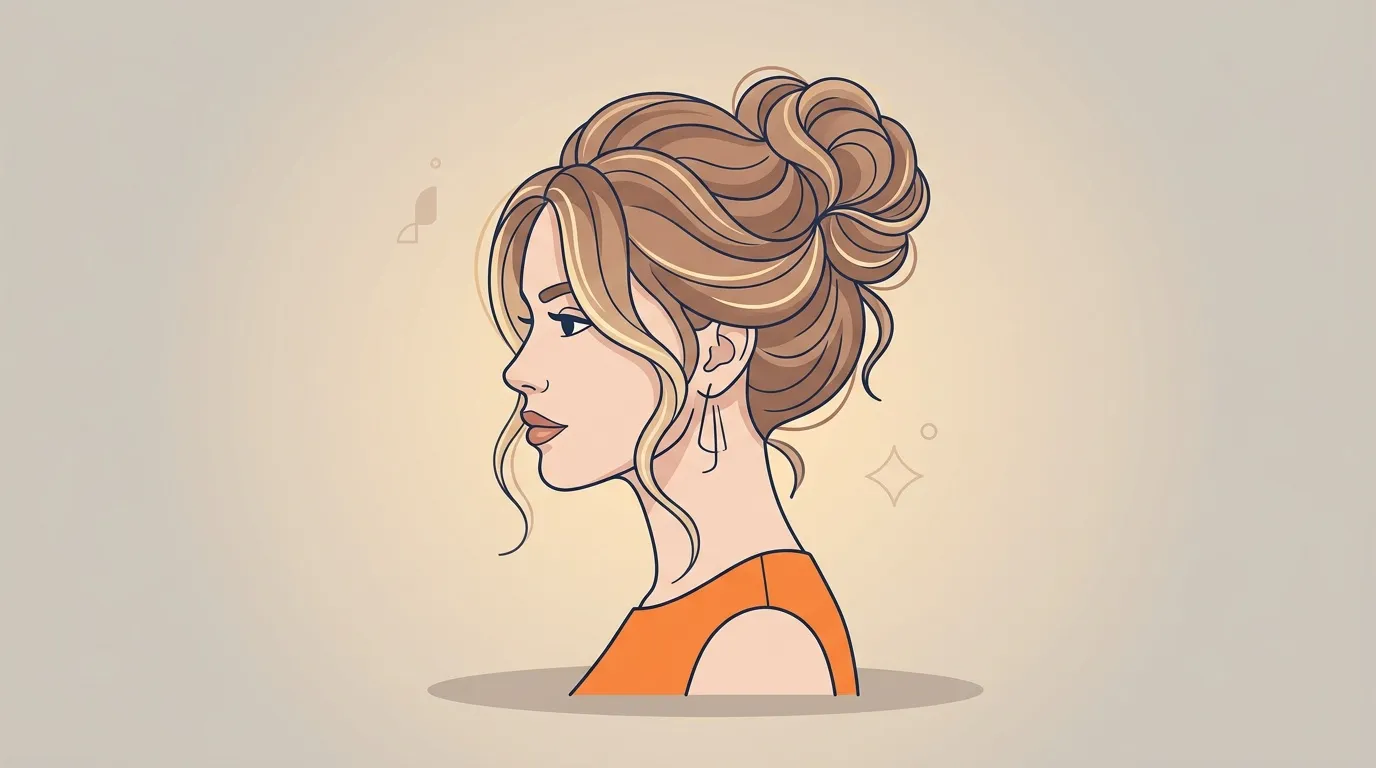 Illustration d'une femme de profil avec coiffure &eacute;l&eacute;gante