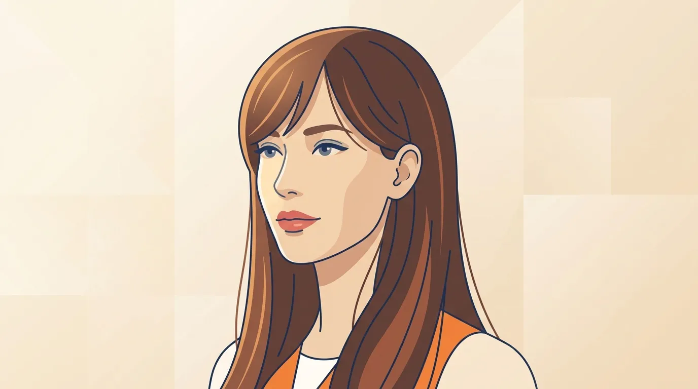 Illustration d'une femme avec cheveux roux longs et gilet orange