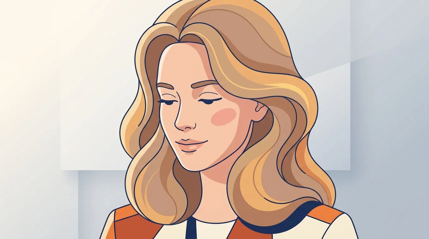 Illustration d'une femme aux cheveux blonds ondul&eacute;s portant une veste color&eacute;e