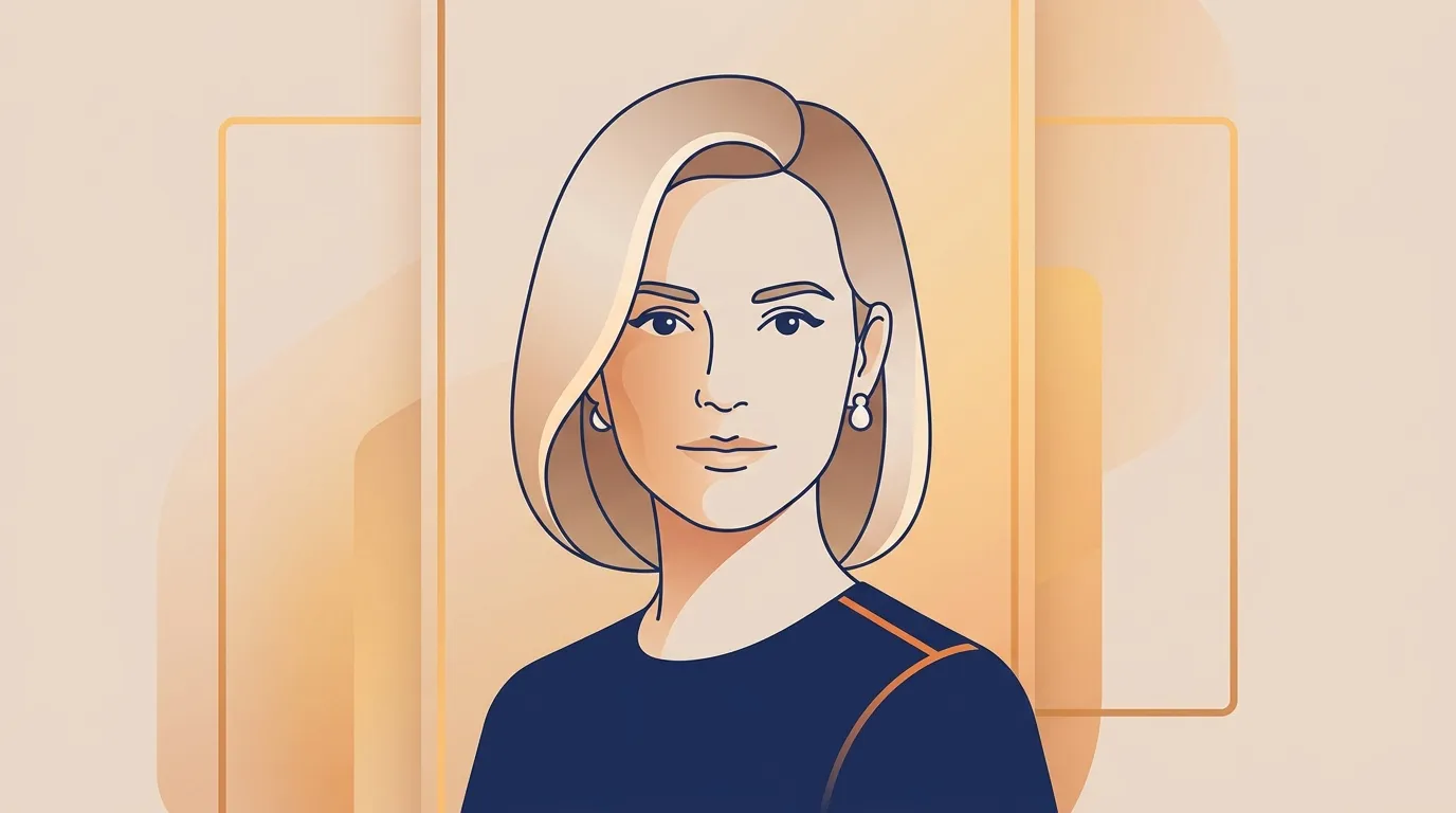Illustration stylis&eacute;e d'une femme aux cheveux mi-longs portant un top bleu