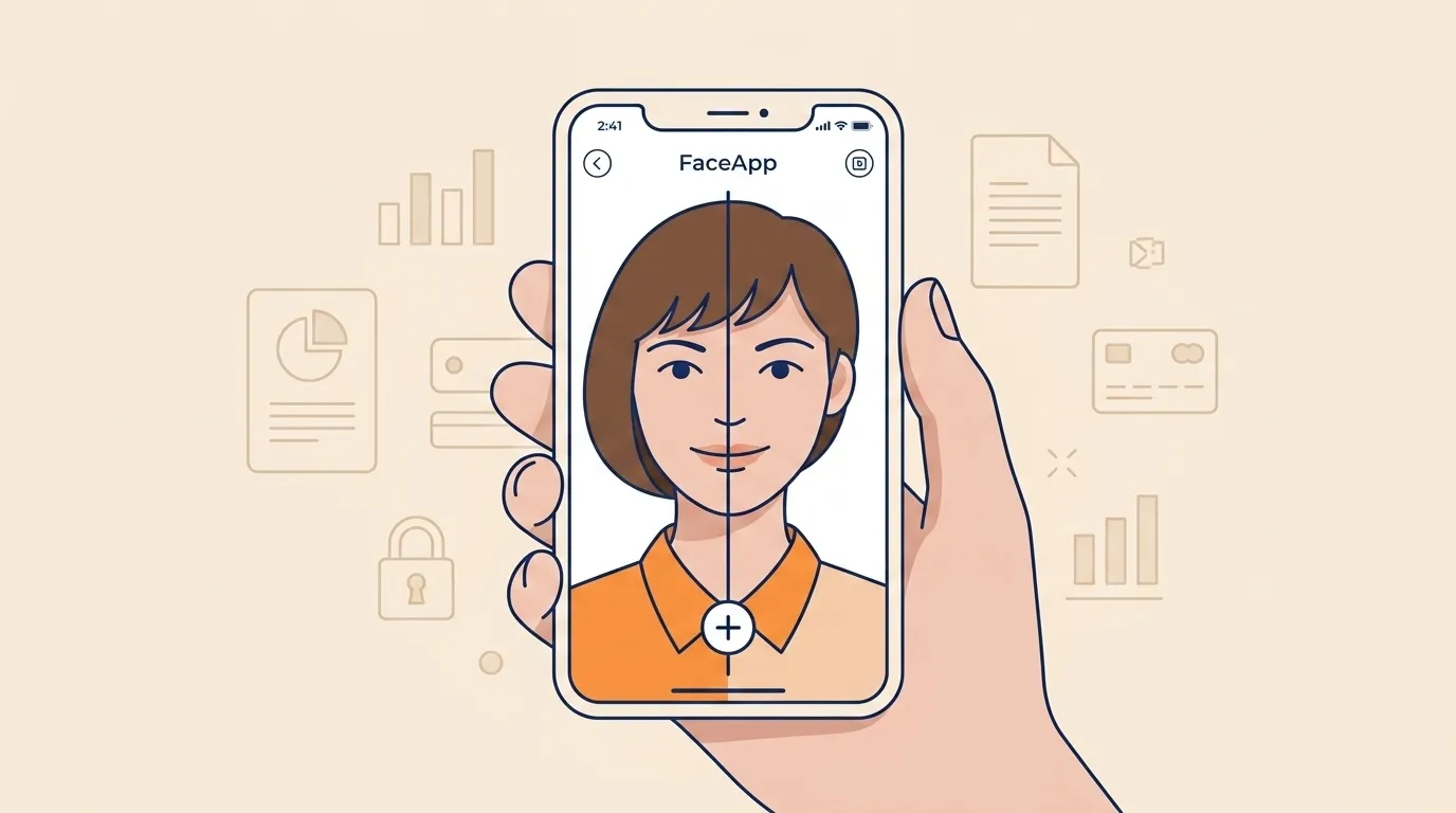 T&eacute;l&eacute;phone affichant scan facial avec ic&ocirc;nes de s&eacute;curit&eacute;