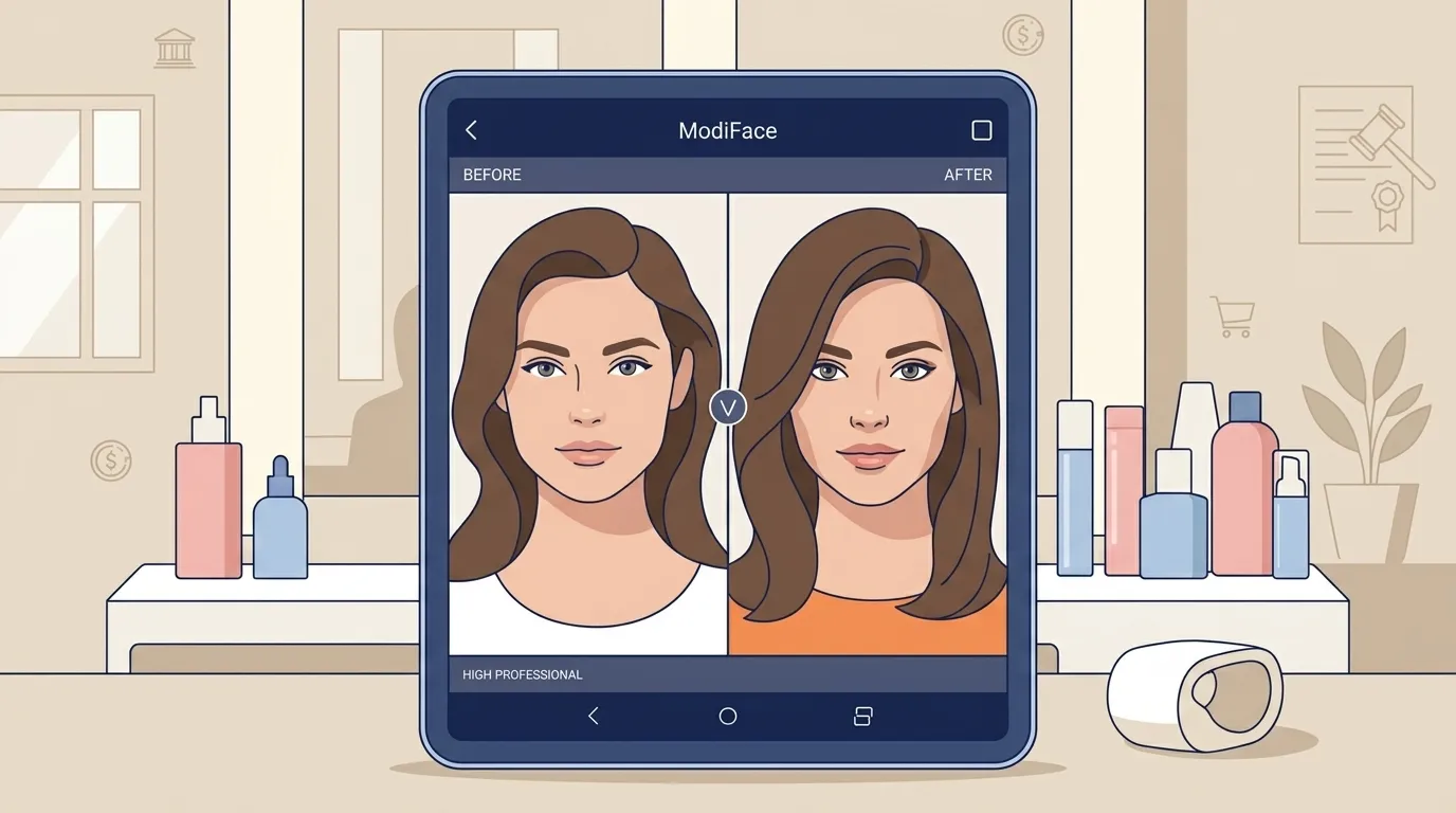Application mobile montrant avant/apr&egrave;s retouche visage femme