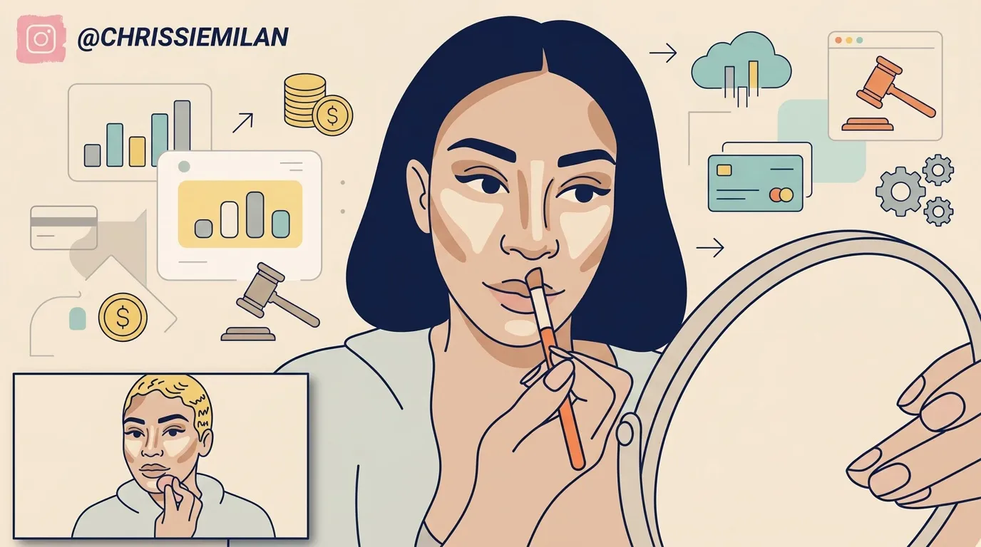 Illustration femme avec stylo entourée d'icônes business et finances