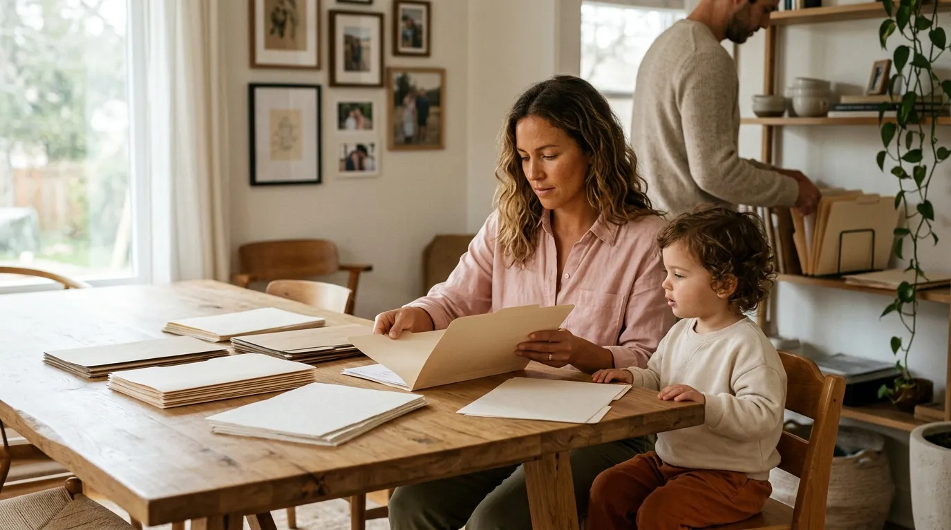 Mère et enfant travaillent ensemble sur ordinateur portable à table