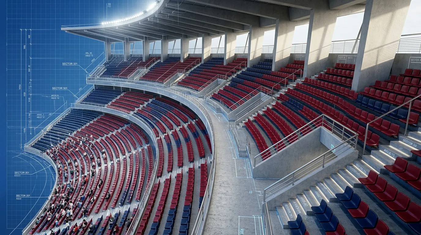 Plan tribune stade Mayol : sièges et accès