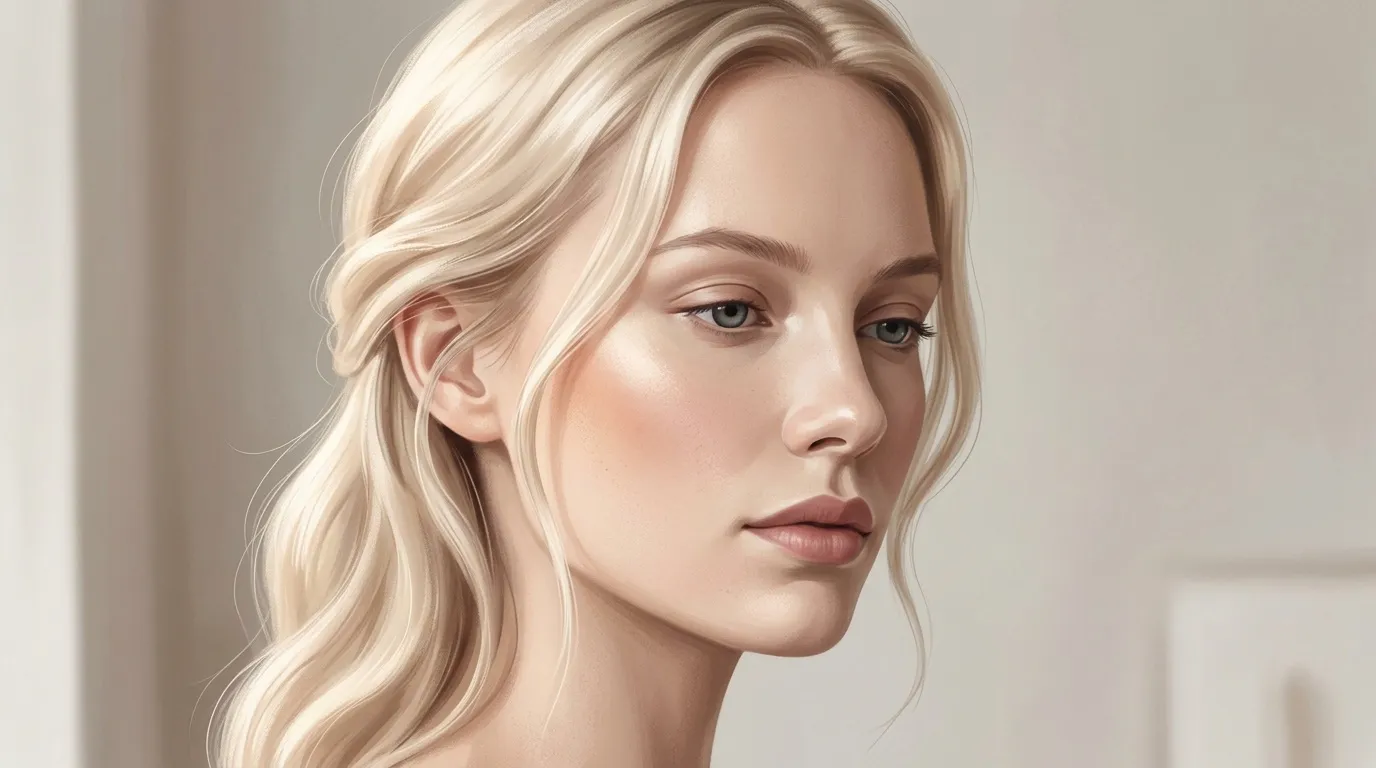 Illustration portrait d'une femme blonde aux yeux gris