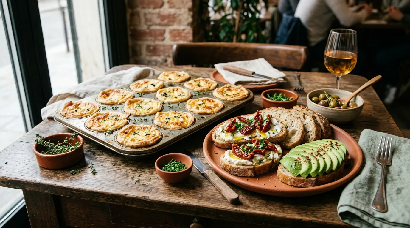 Assiettes de pain grillé, avocat, tomates et fromage blanc