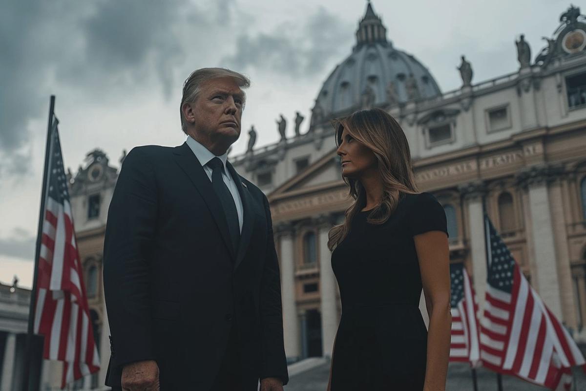 Trump et Melania aux funérailles du Pape François : les drapeaux américains en berne
